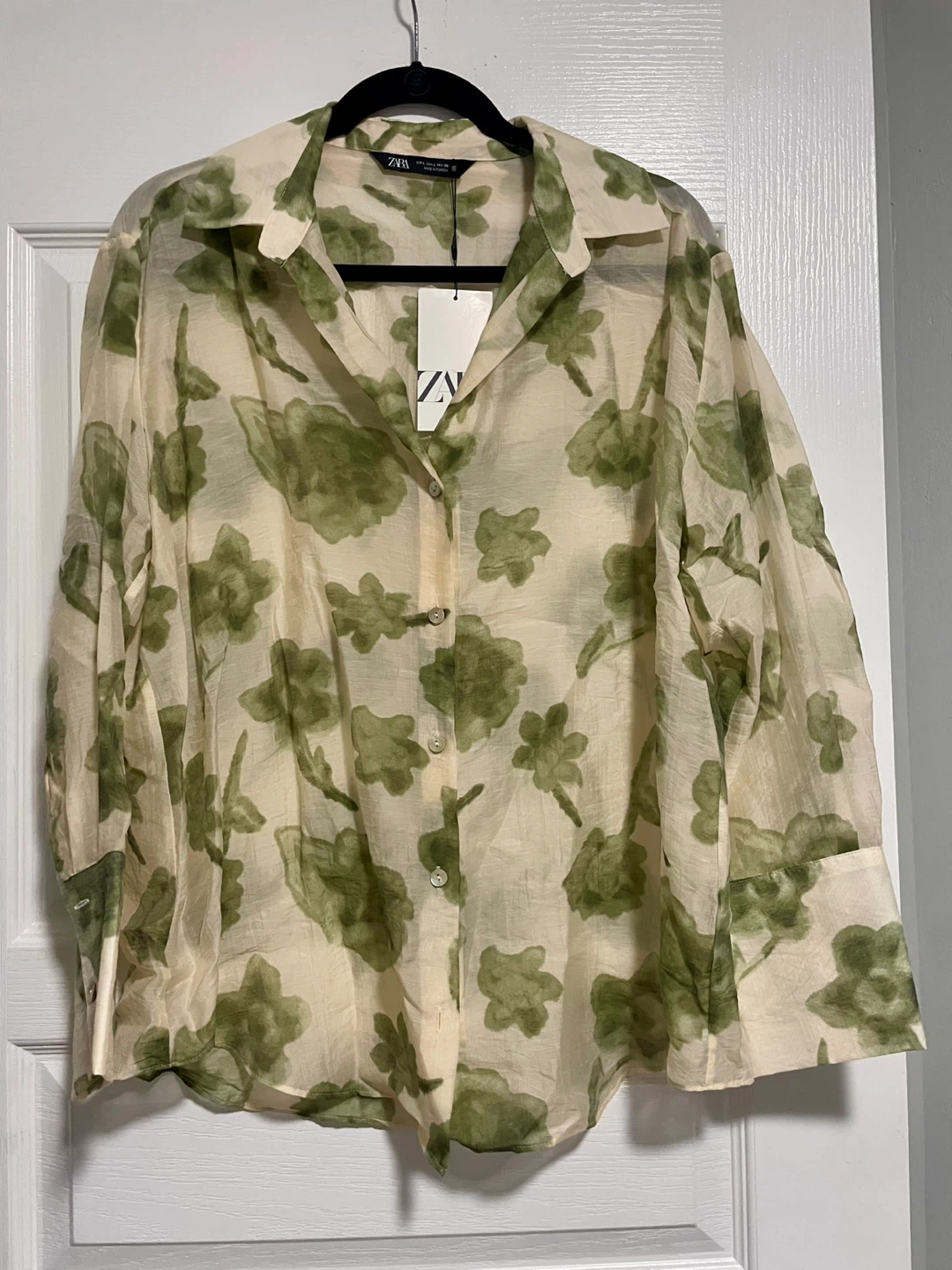 ZARA Floral Print Long Sleeve Shirt - Size L
