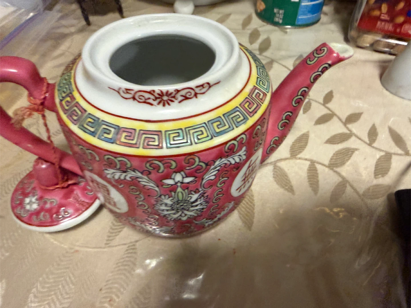 Pink Ceramic Teapot with Floral Design - photo 2