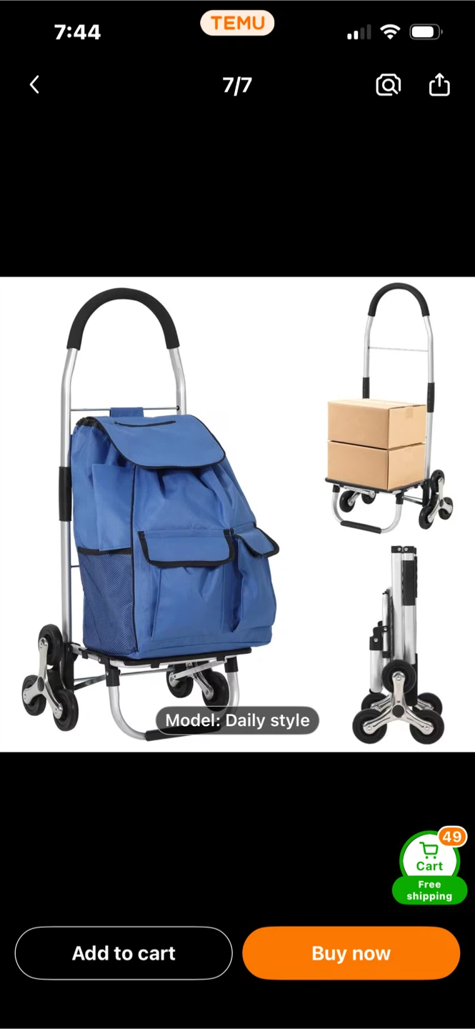 Blue Rolling Shopping Cart Trolley - Daily Style