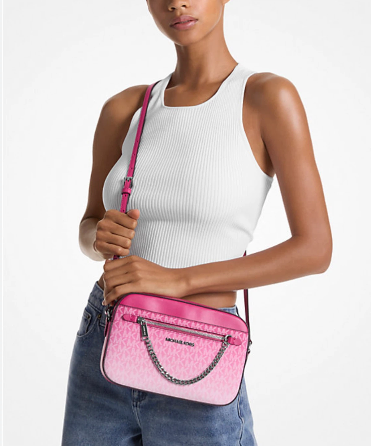 Michael Kors Pink Ombre Logo Camera Bag - photo 5