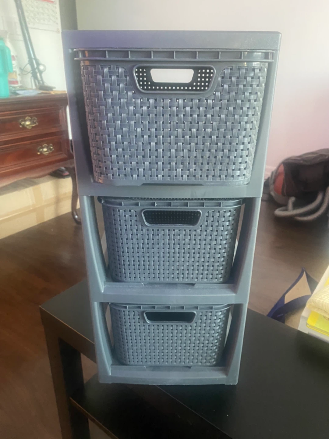 Grey 3-Tier Storage Drawer Unit