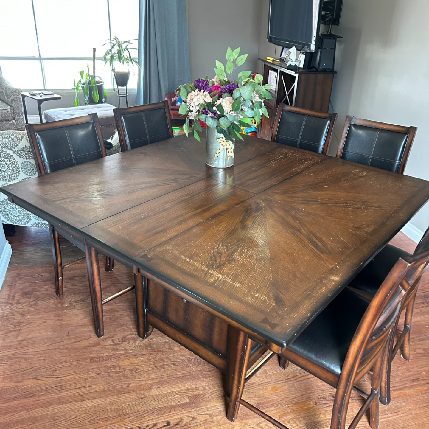 Dark Wood Dining Table with 6 Chairs - photo 2