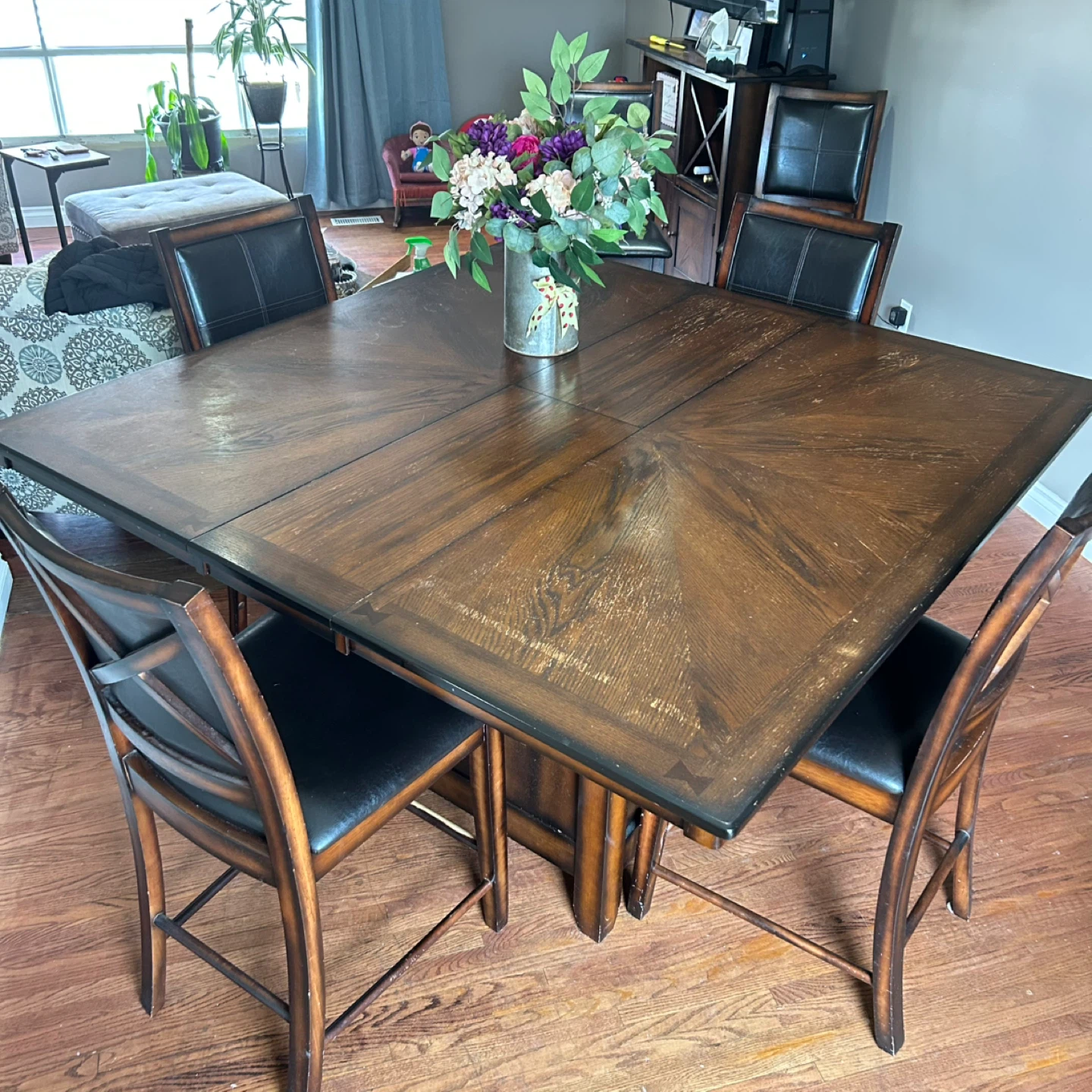 Dark Wood Dining Table with 6 Chairs
