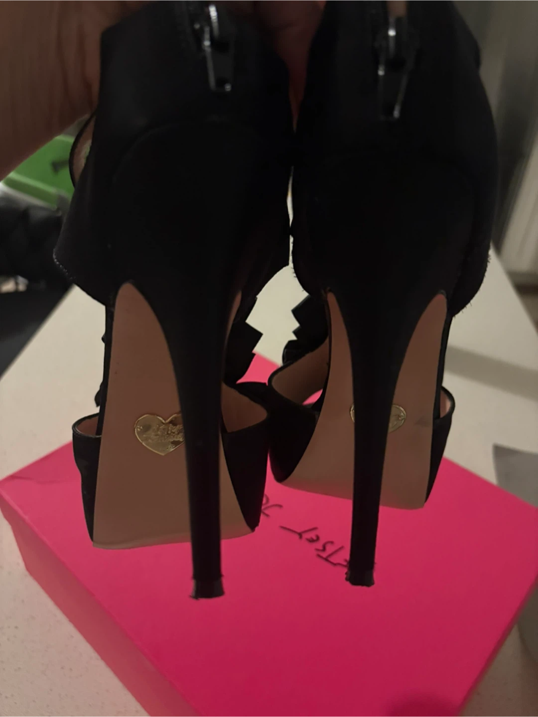 Betsey Johnson Black Ruffle Heels with Bow - photo 5