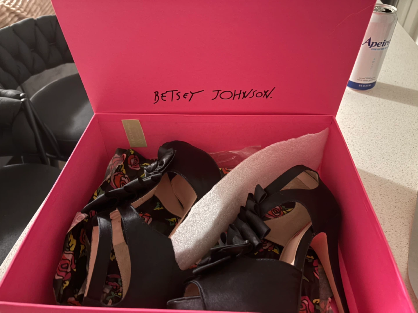 Betsey Johnson Black Ruffle Heels with Bow - photo 2