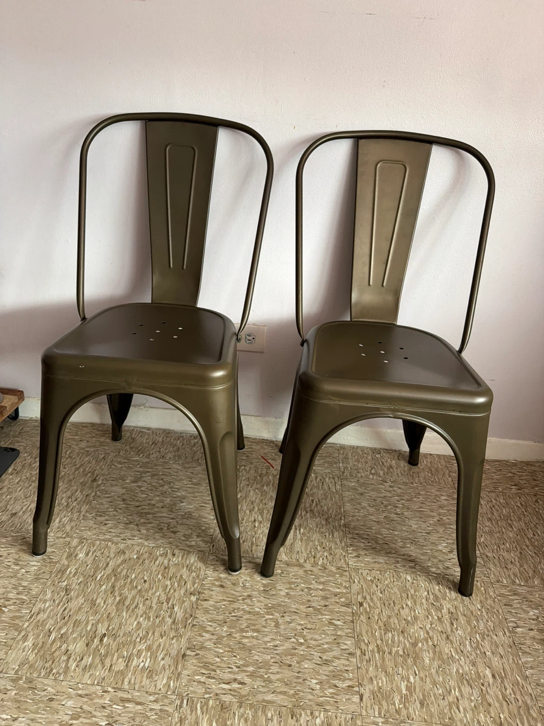 Set of 2 Metal Dining Chairs - Bronze