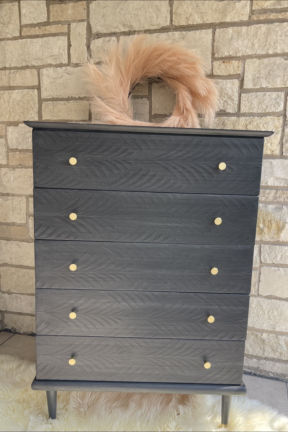 MCM 5 drawers dresser redone in Brushed Gray