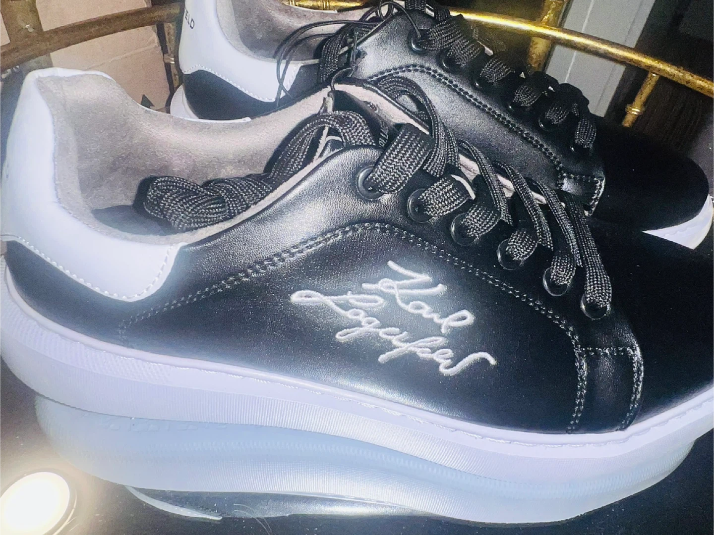 Karl Lagerfeld Paris Black Signature Shoes Size 10