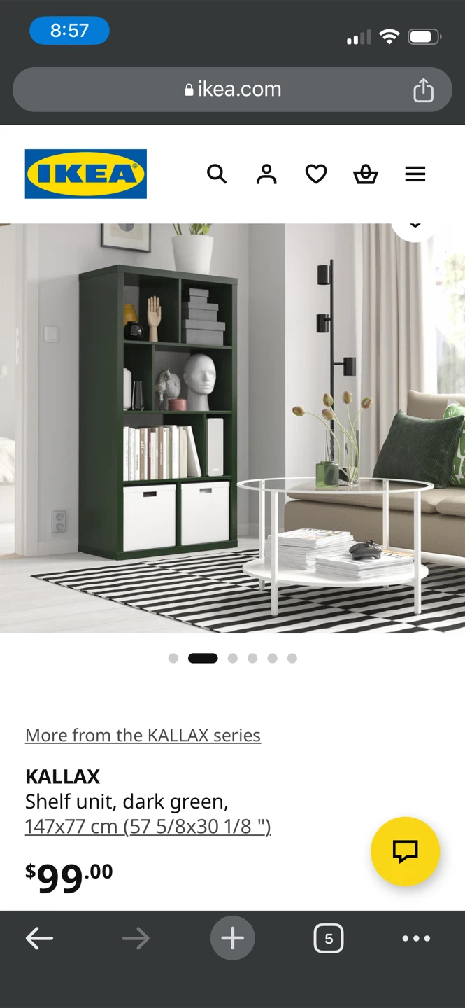 IKEA KALLAX Shelf Unit - Dark Green 147x77 cm - photo 5