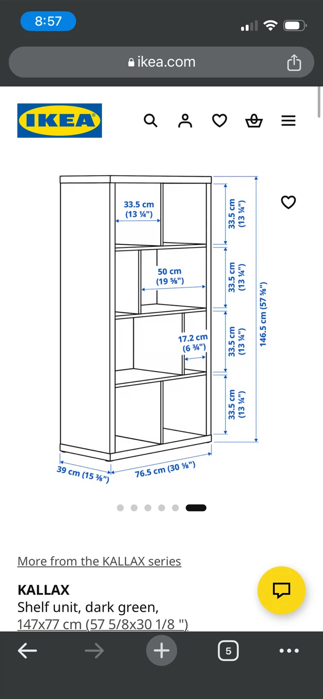 IKEA KALLAX Shelf Unit - Dark Green 147x77 cm - photo 3
