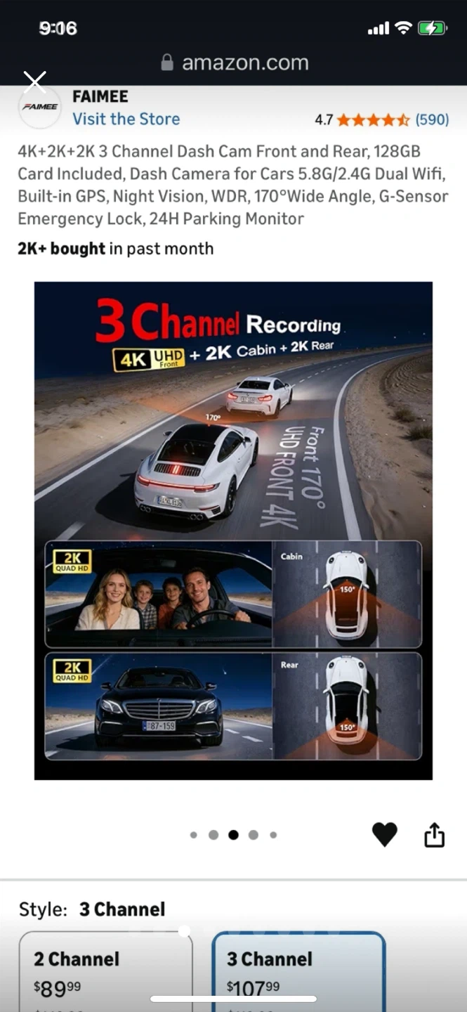 Big Sale - FAIMEE 3 Channel Dash Cam /128GB Card, GPS, Night - photo 3