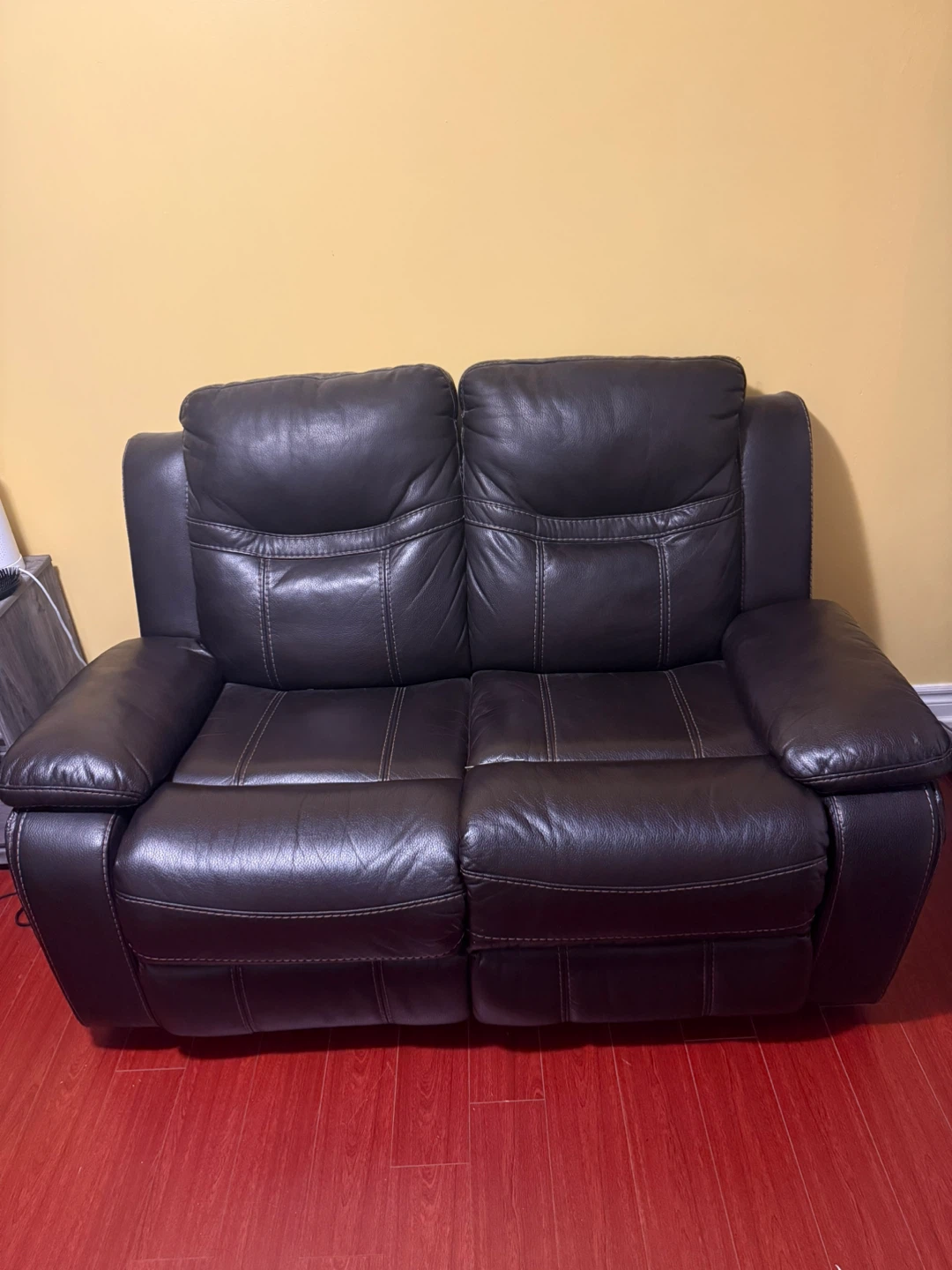 Brown Leather Loveseat Recliner - photo 2
