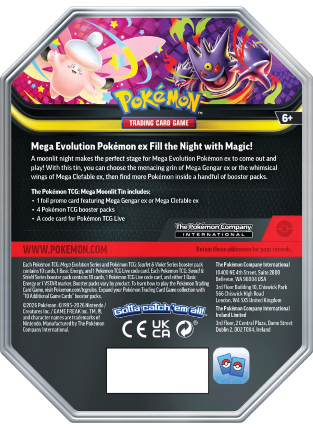 Pokemon  Mega Evolution Mega Gengar EX & Mega Clefable EX Tin - photo 2