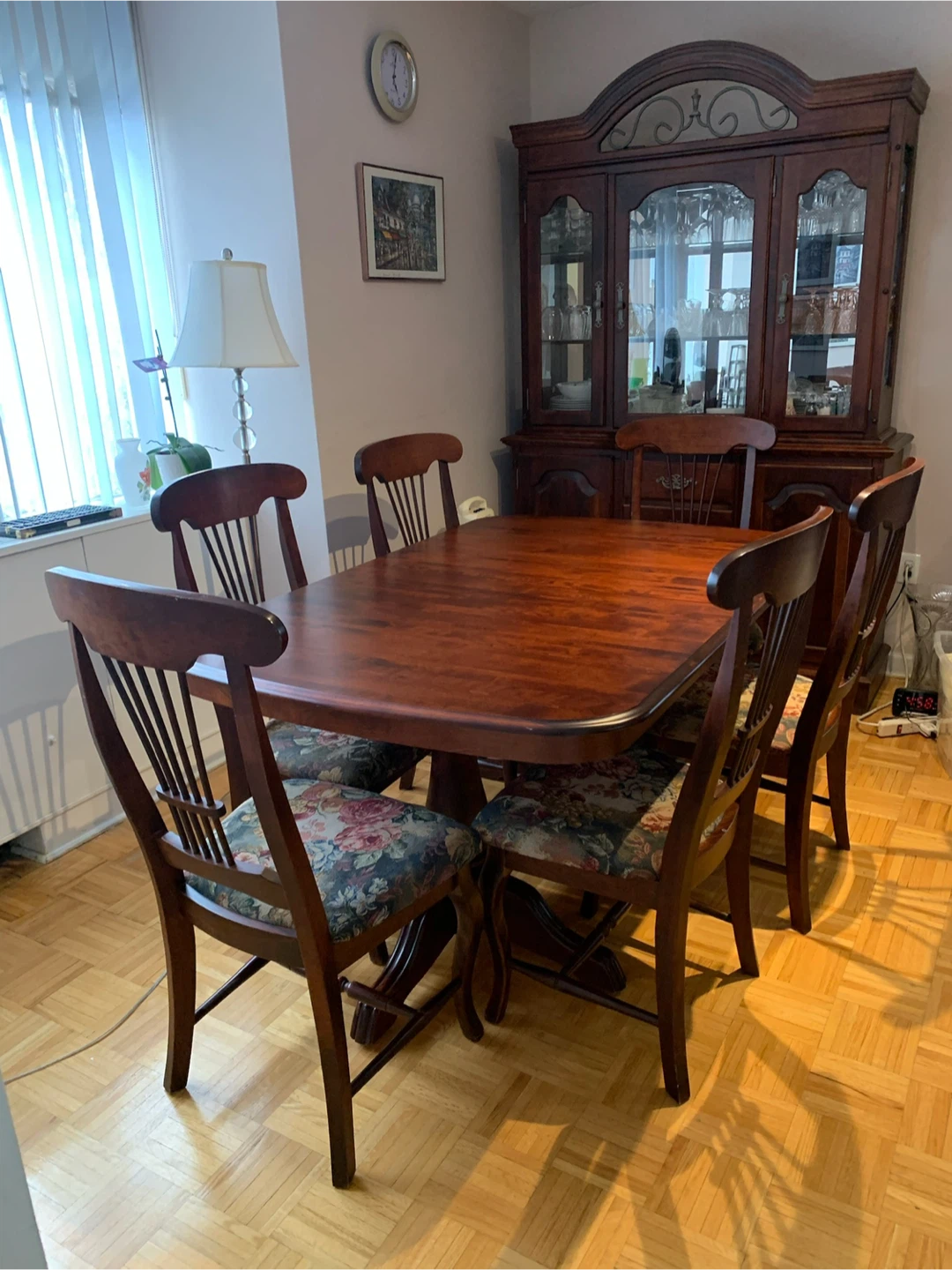 Tuesday! Wooden 11-Piece Dining Table Set, 8 Chairs and Hutch