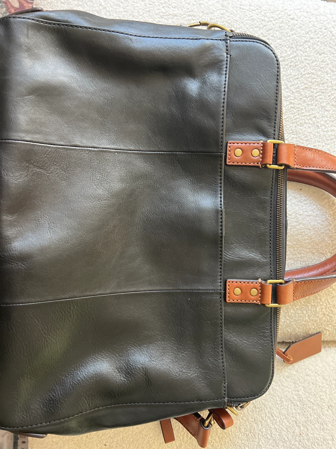Fossil Black All Leather Laptop Bag - photo 3