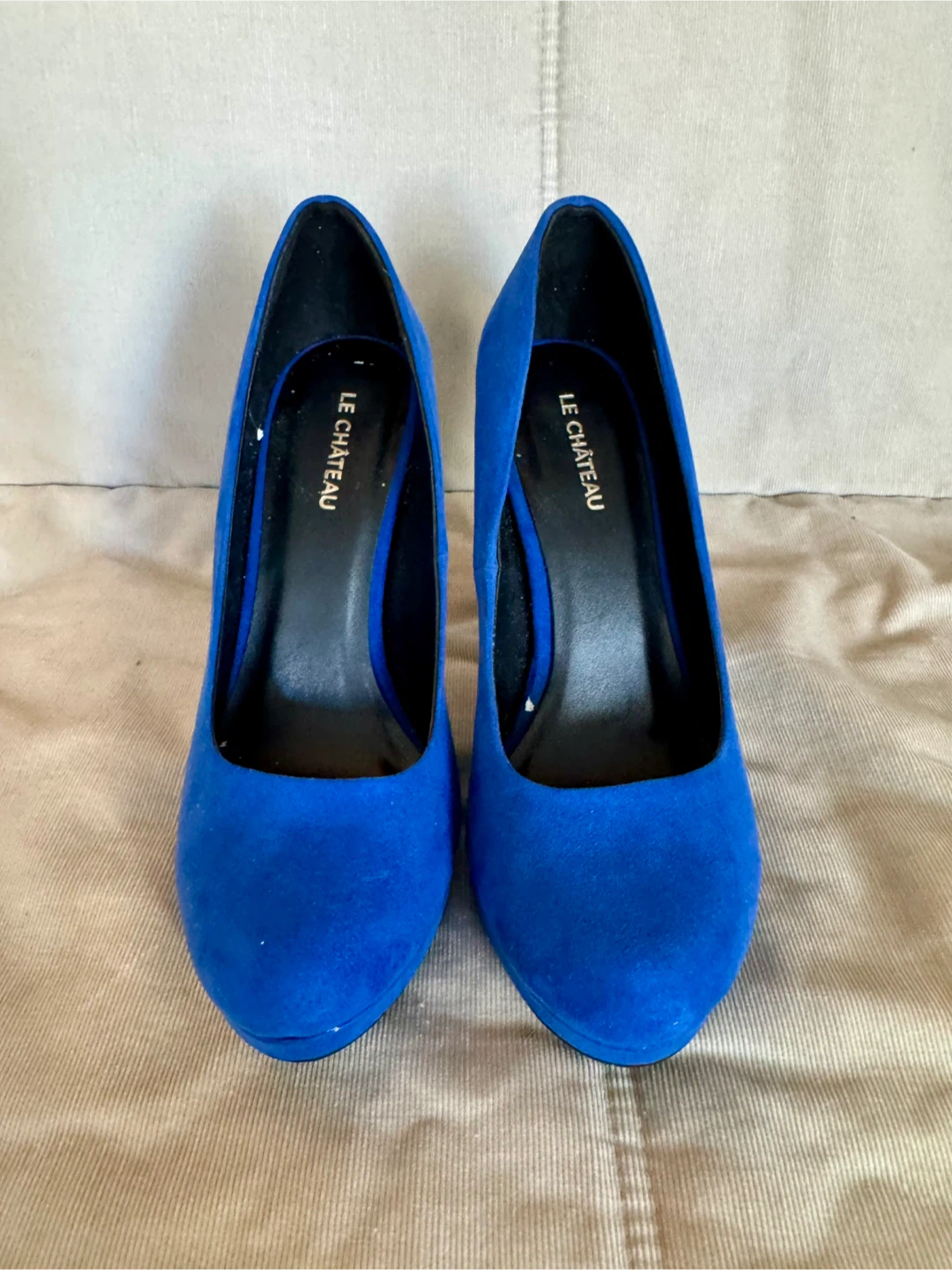 Le Chateau Blue Suede Platform Heels - 38