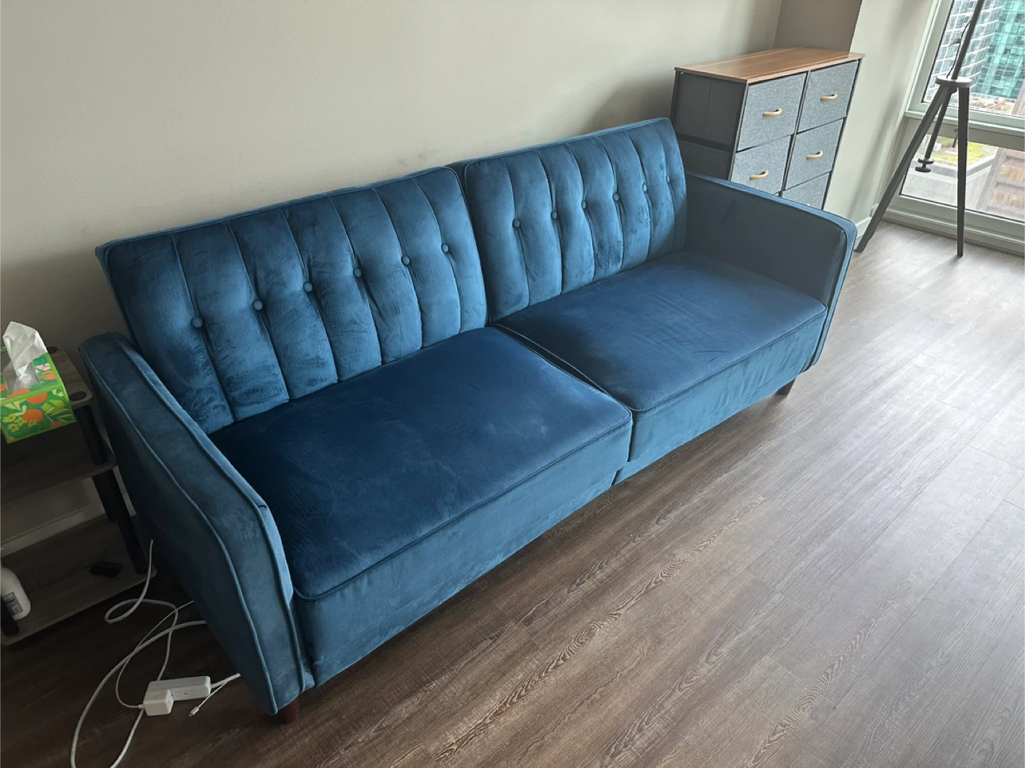 Blue Sofa Bed + 50 Inch Smart TV Set - photo 3