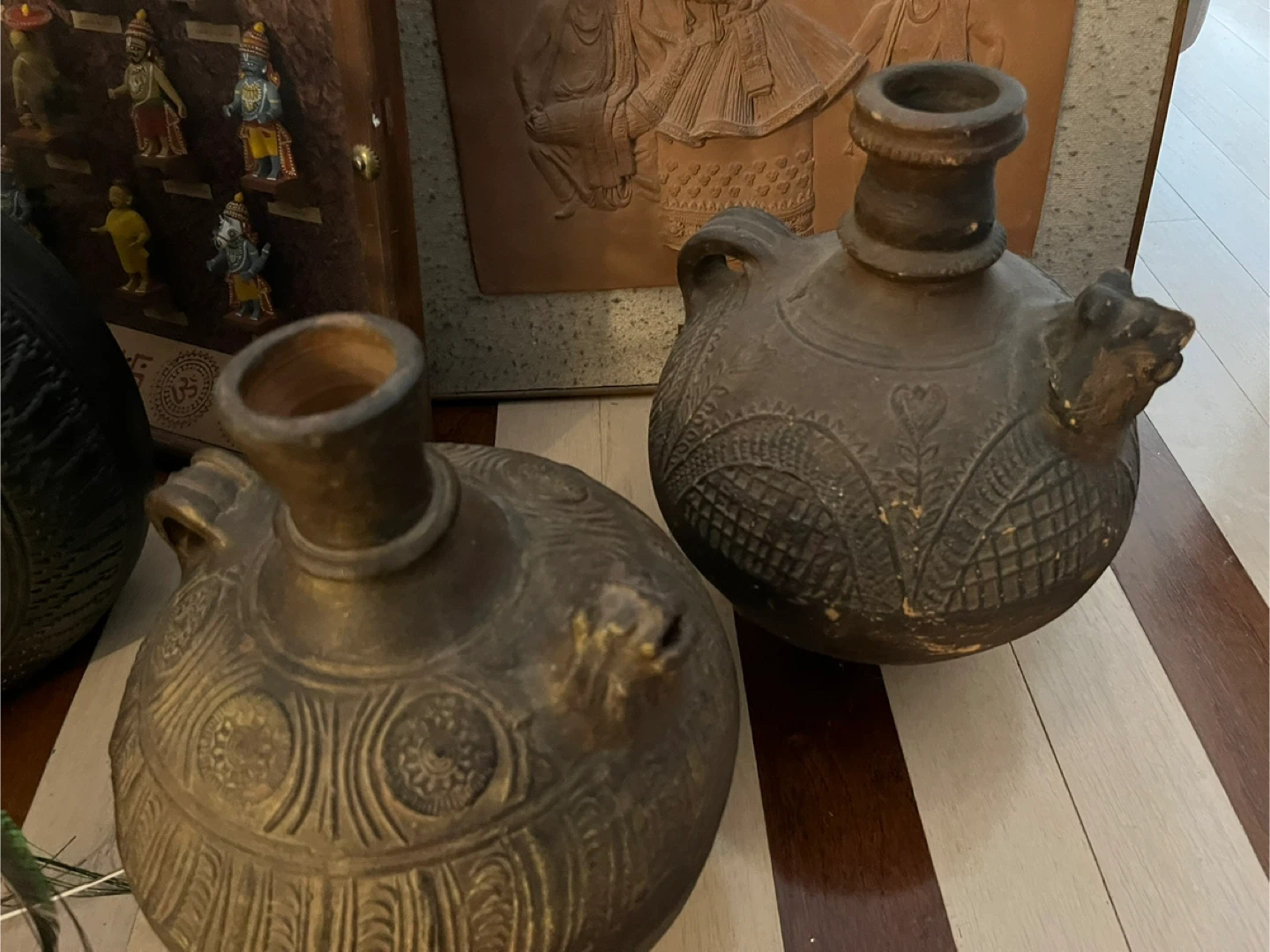 2 Vintage Decorative Ceramic Jug with Handle and Spout