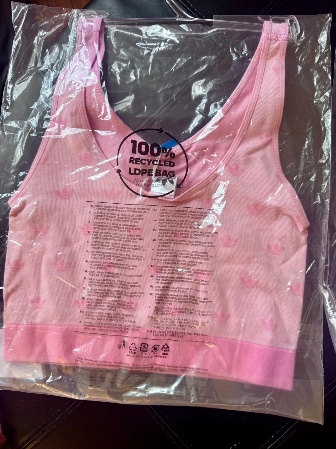 Adidas Pink All Over Trefoil Logo Tank Top - Size M - photo 2