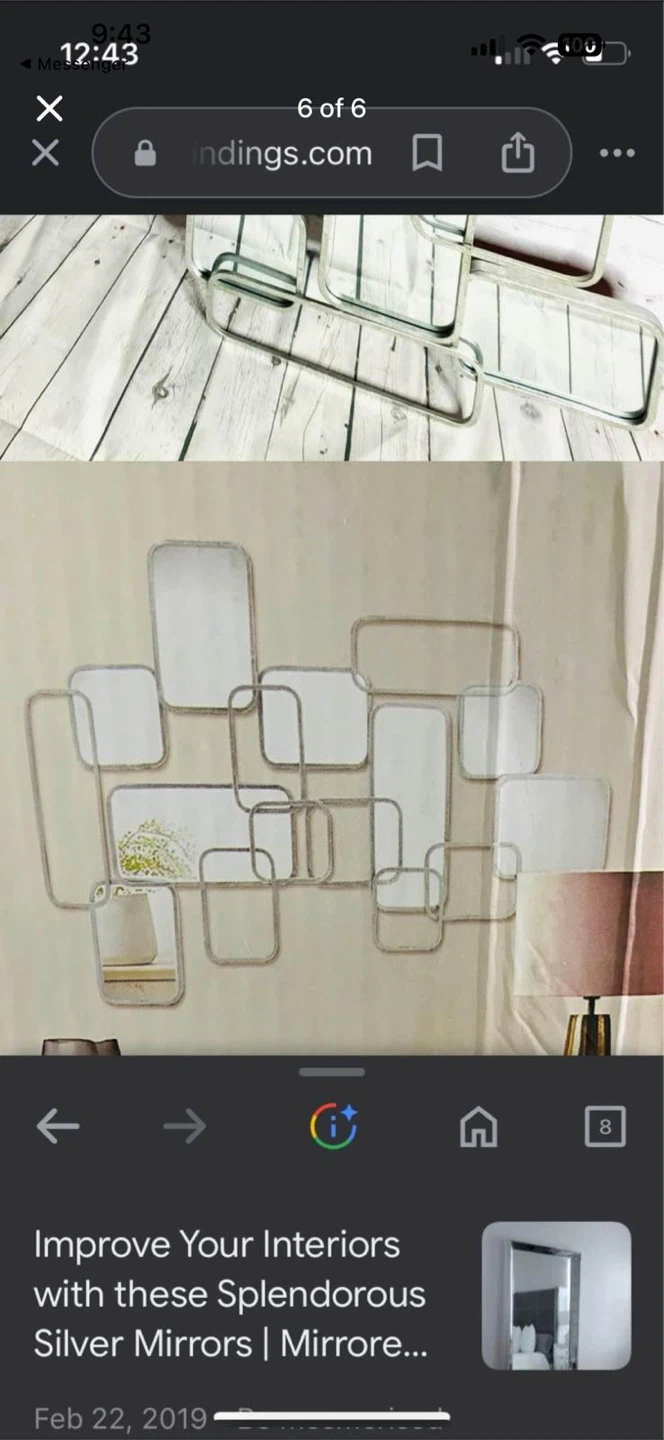 Silver Abstract Wall Mounted Mirror Art - photo 2