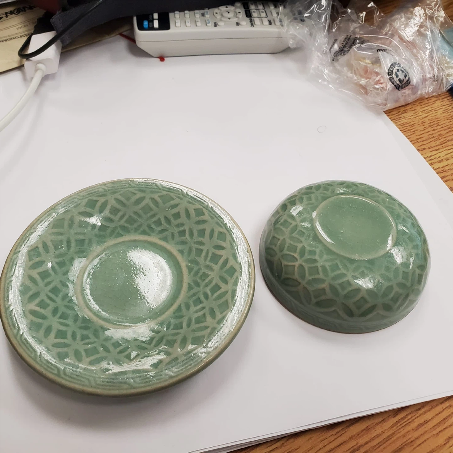 Jade Green Ceramic Bowl and Saucer Set