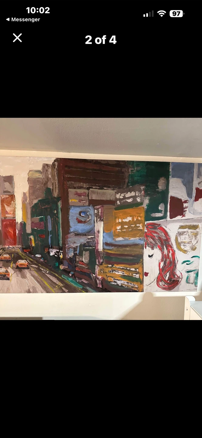 Oil Painting of Cityscape with Cars - photo 2