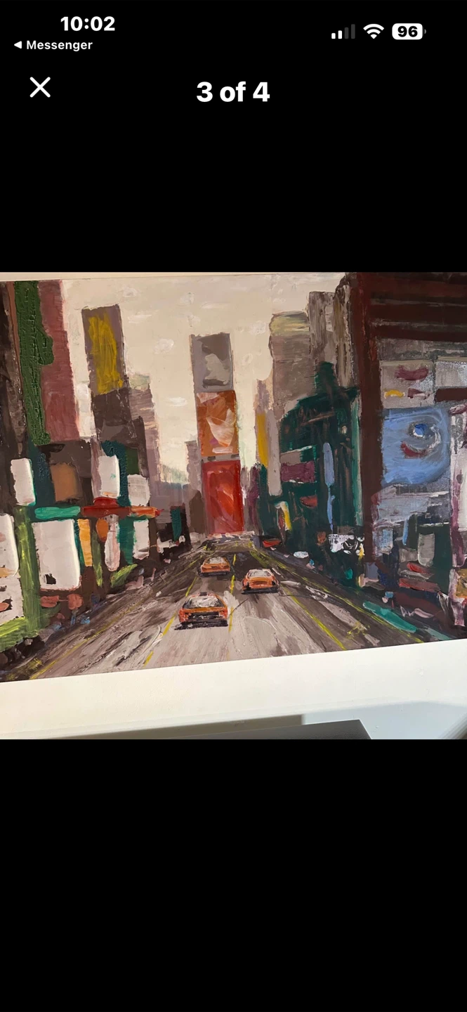 Oil Painting of Cityscape with Cars - photo 3