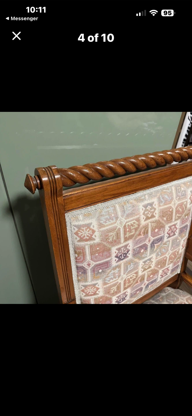 Vintage Armchair with Upholstered Seat and Back - photo 4
