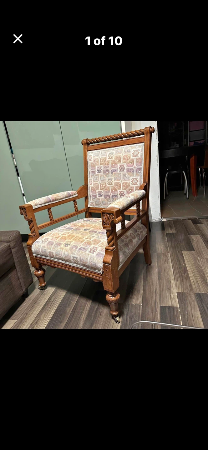 Vintage Armchair with Upholstered Seat and Back