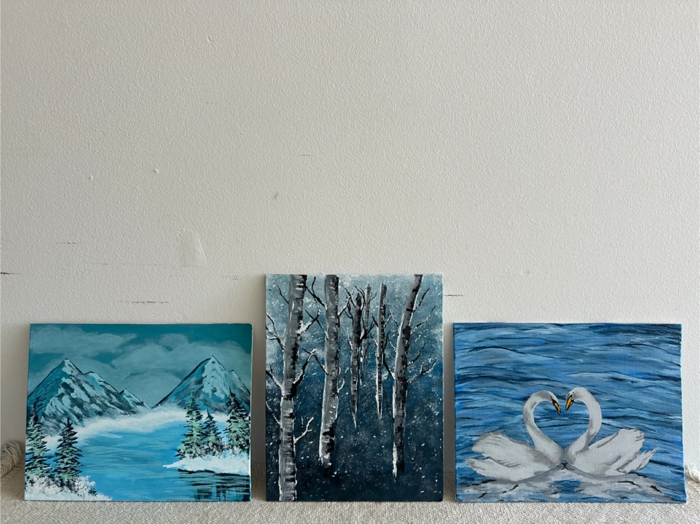 Set of 3 Canvas Paintings - Winter Scenery