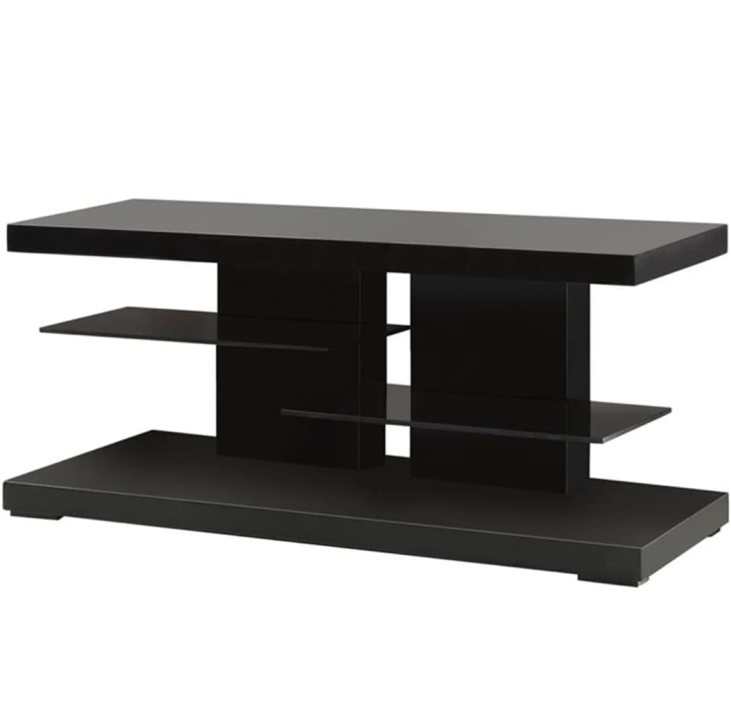 Black Modern TV Stand with 3 Shelves