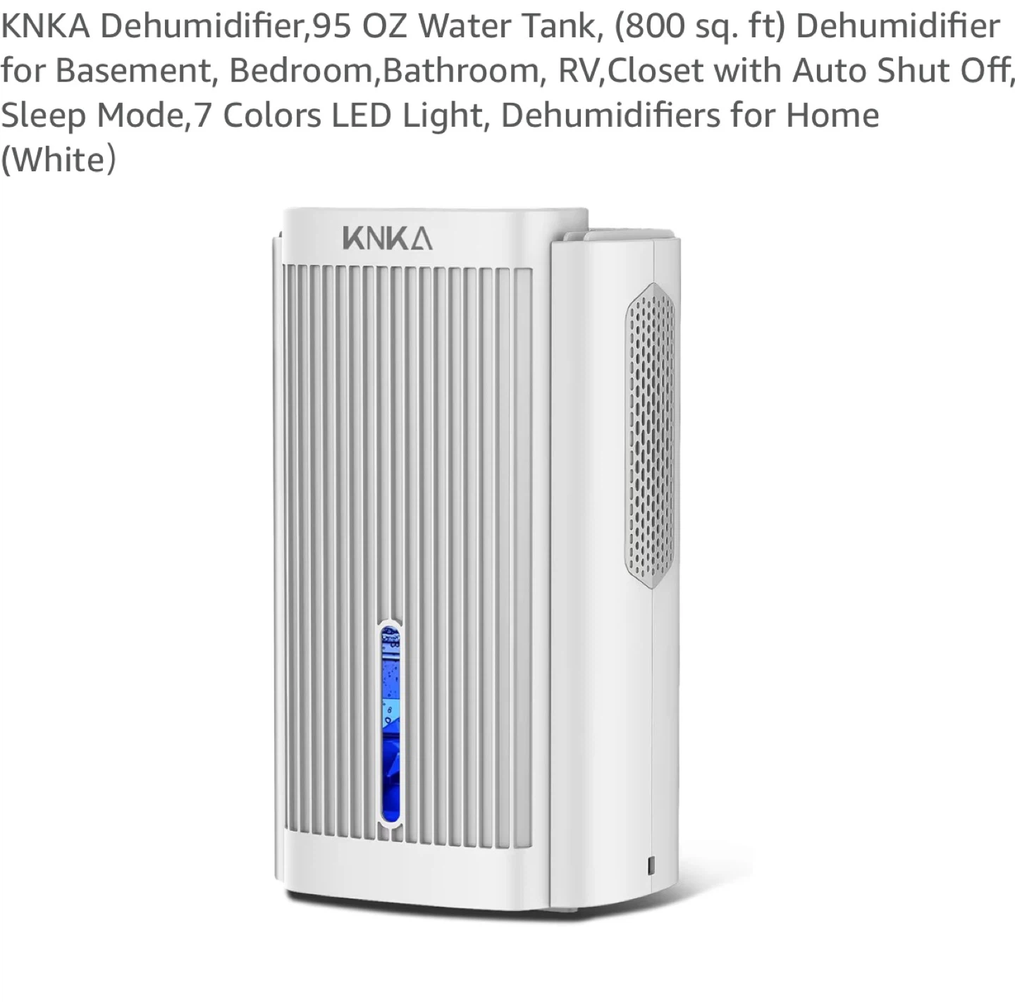 KNKA Dehumidifier - 95oz Water Tank, 800 sq. ft. Coverage, White