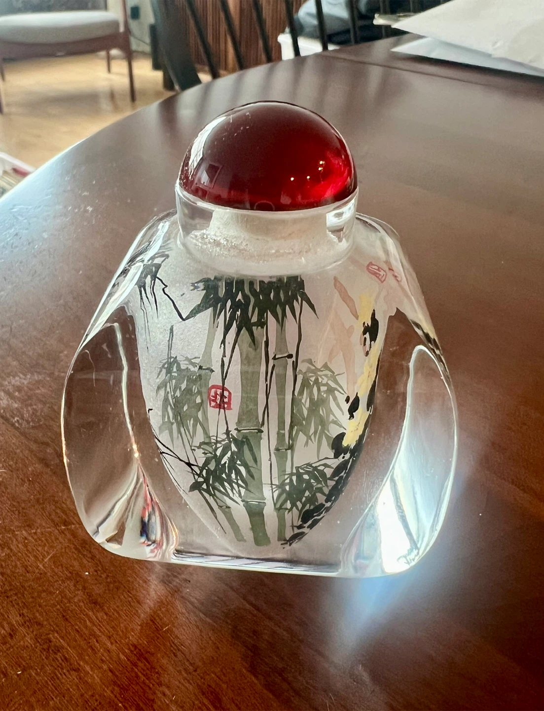 Decorative Chinese Glass Bottle with Red Stopper - photo 2