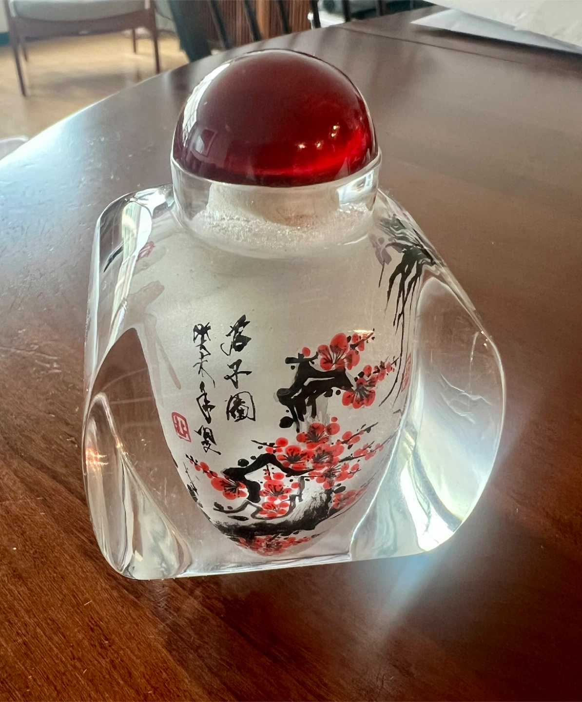 Decorative Chinese Glass Bottle with Red Stopper - photo 4