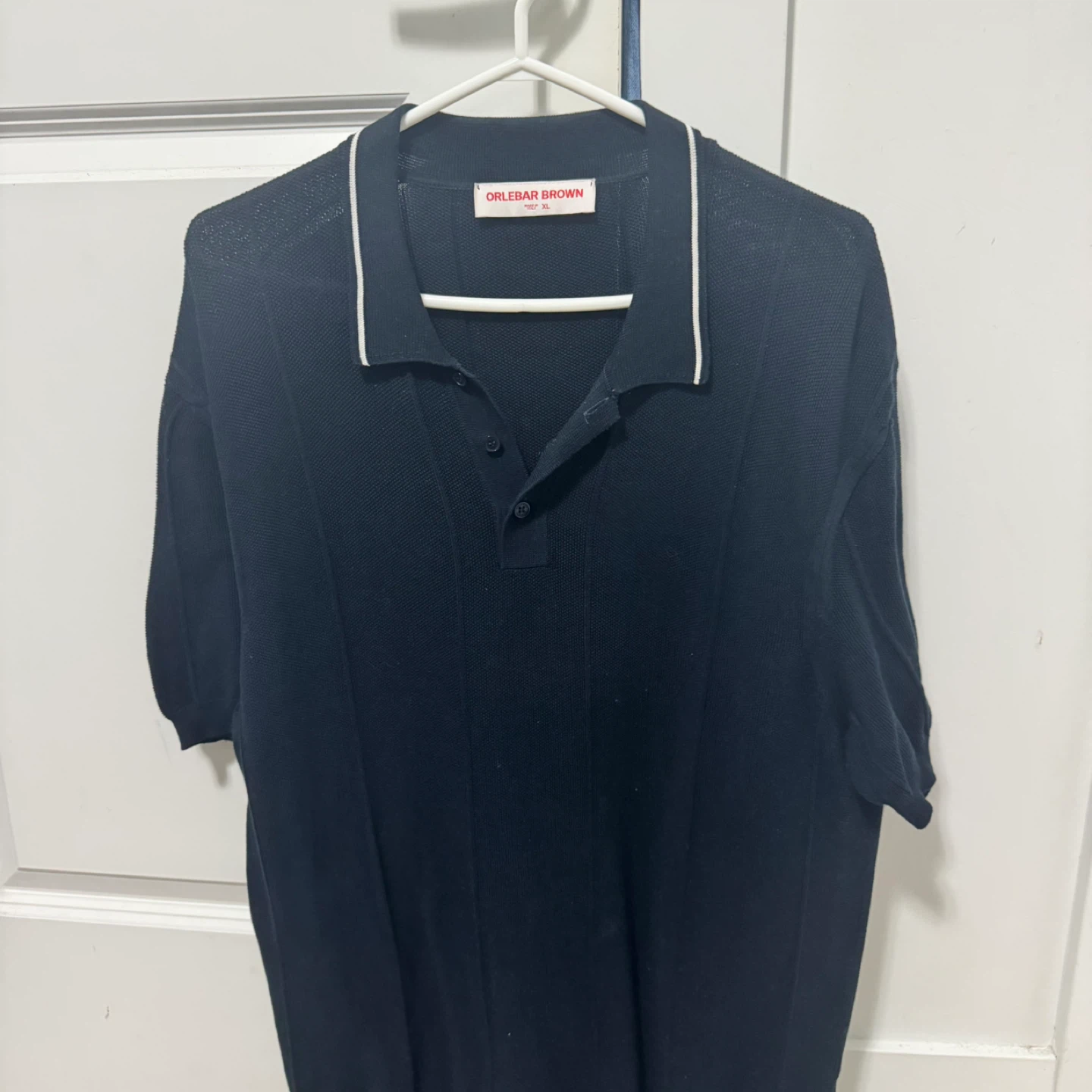 Orlebar Brown Navy Cotton Knit Polo Shirt - XL - photo 4