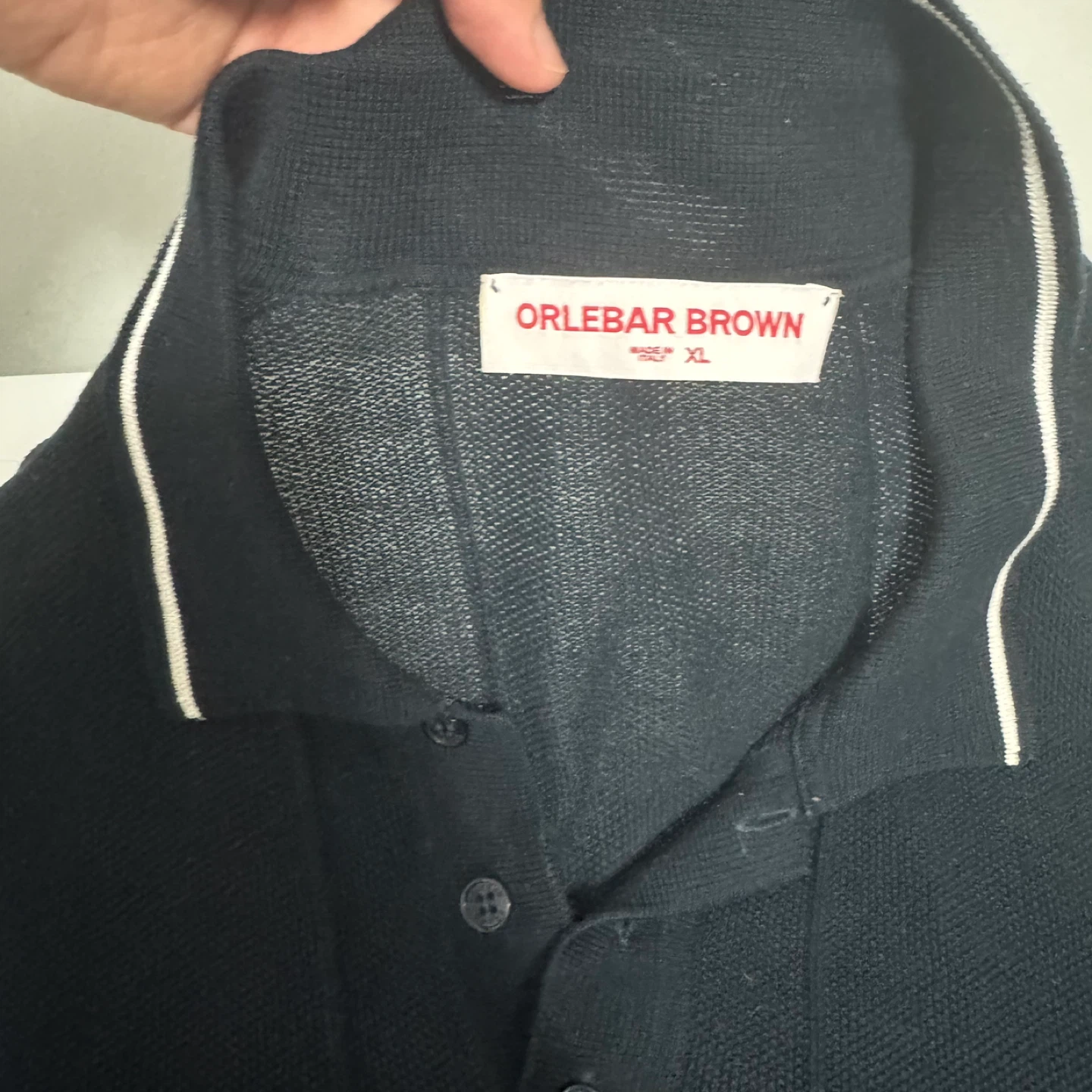 Orlebar Brown Navy Cotton Knit Polo Shirt - XL