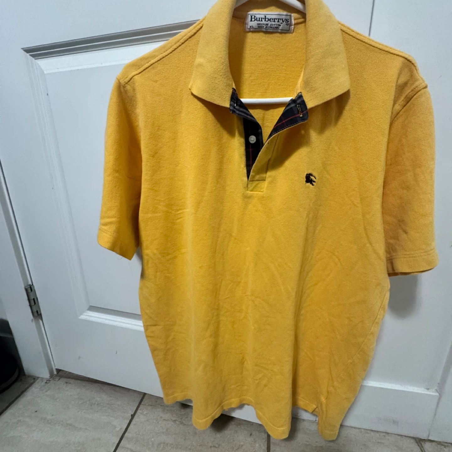 Vintage Burberrys Yellow 100% Cotton Polo Shirt XL - photo 5