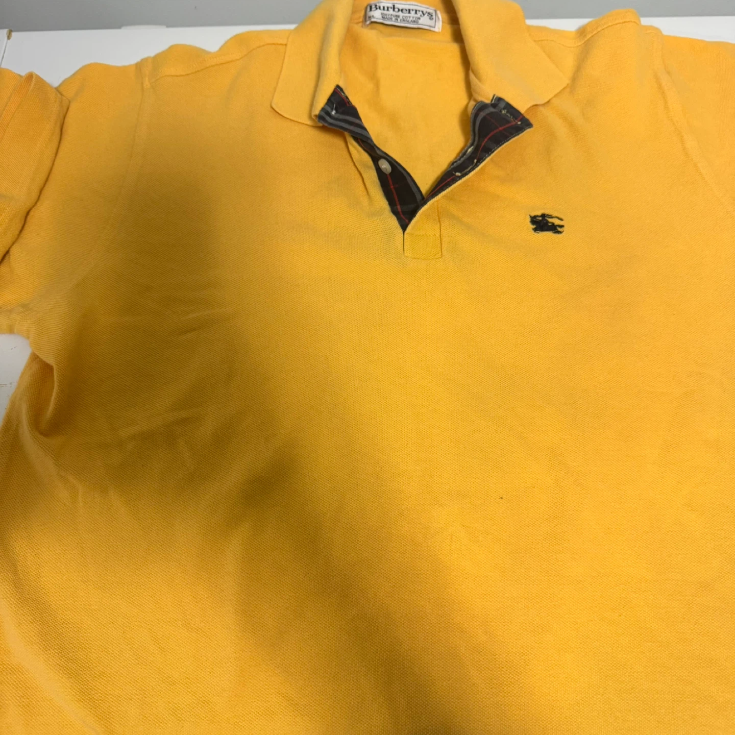 Vintage Burberrys Yellow 100% Cotton Polo Shirt XL - photo 2