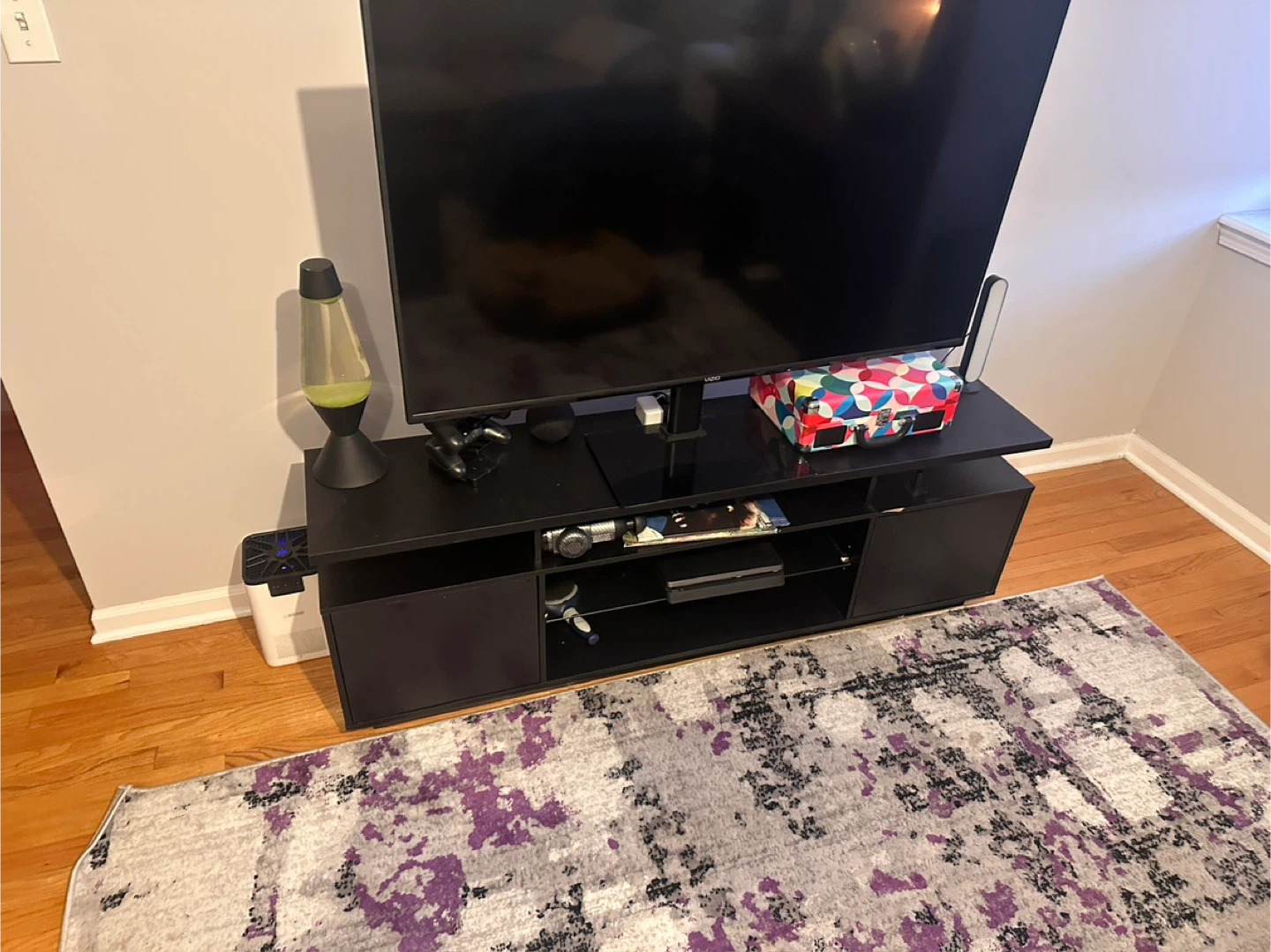 Black TV Stand with Storage - photo 2
