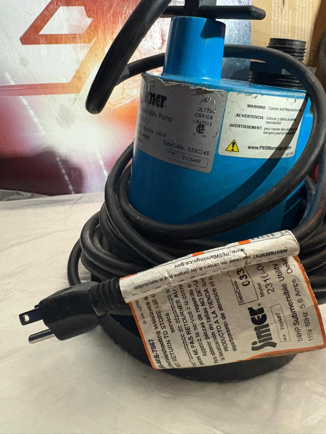 Simer 1/4HP Submersible Utility Pump - photo 4