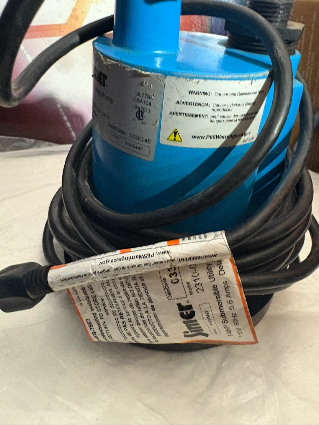 Simer 1/4HP Submersible Utility Pump - photo 3