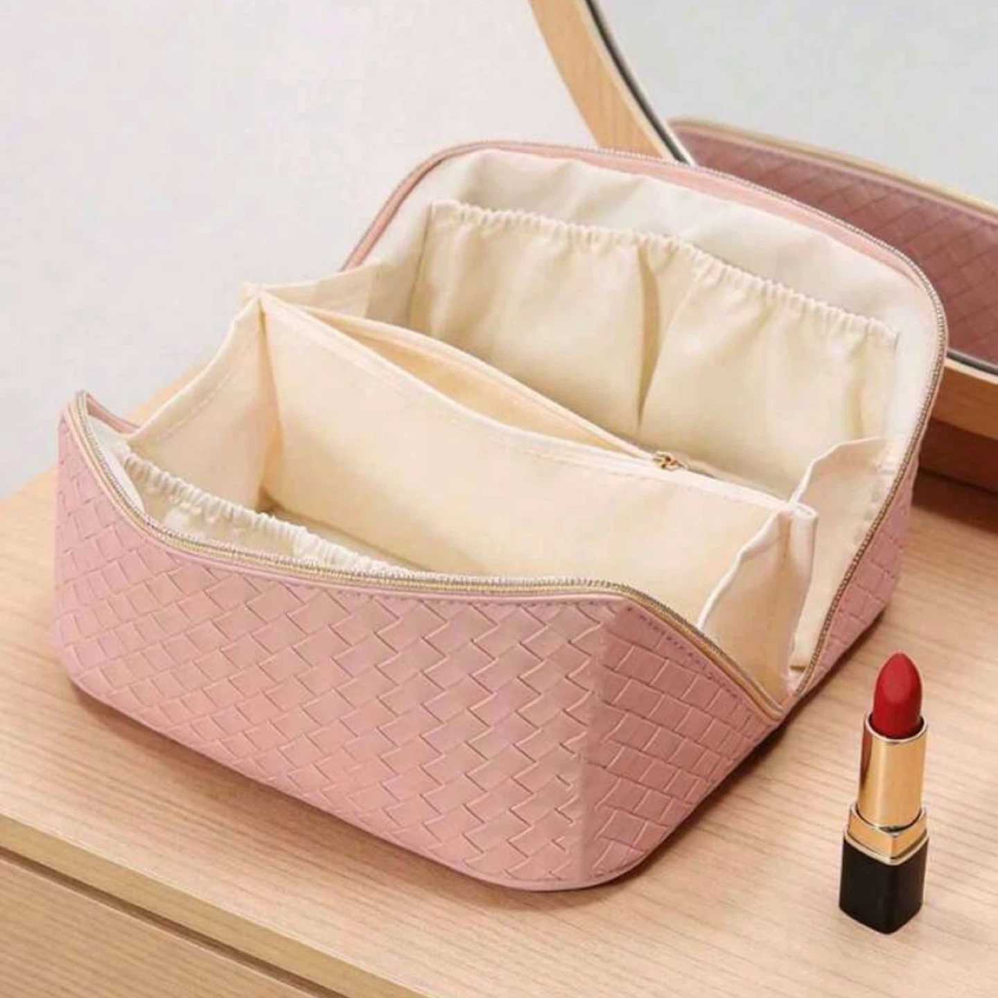 NIP Luxurious Makeup Toiletry Travel Bag Organizer - Baby Pink - photo 2