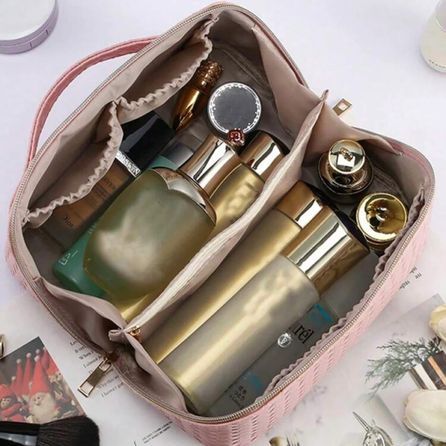 NIP Luxurious Makeup Toiletry Travel Bag Organizer - Baby Pink - photo 3