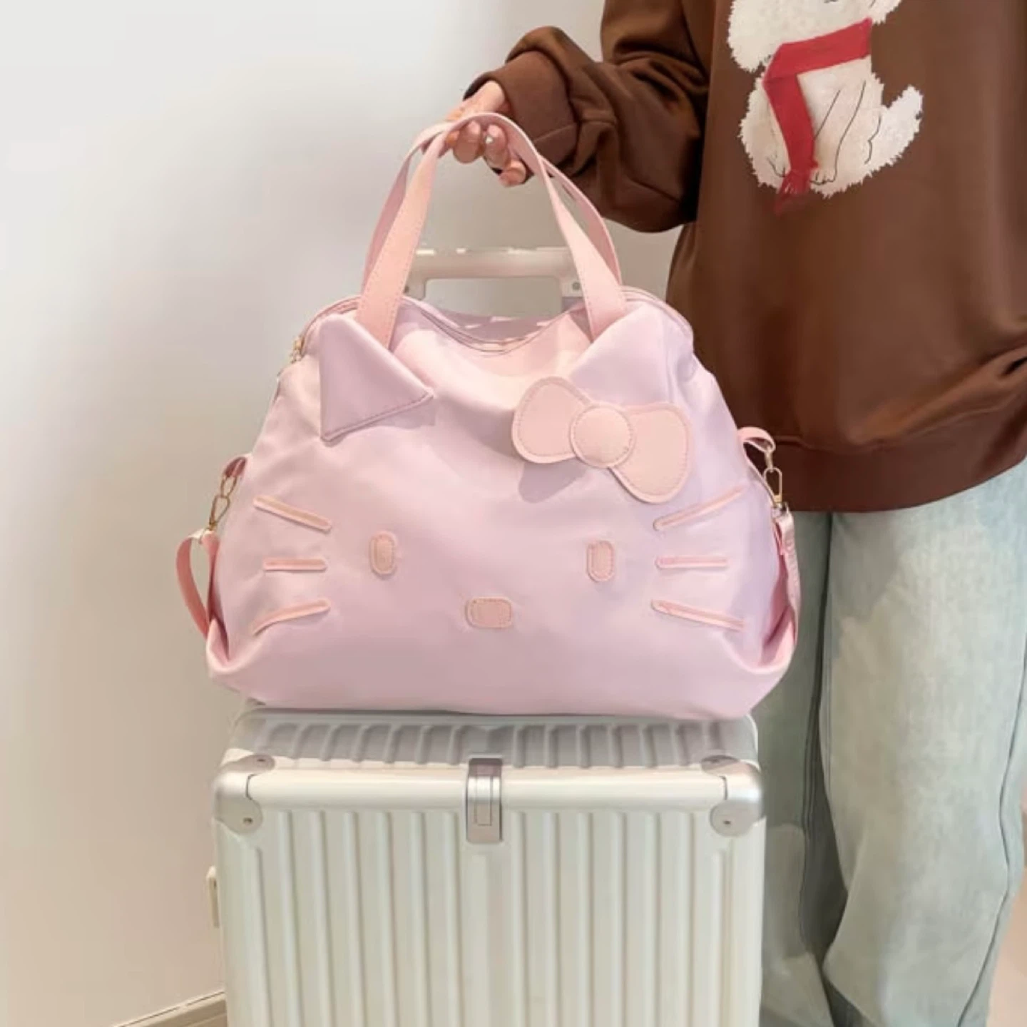 HELLO KITTY Baby Pink Nylon Travel Tote Bag Extra Large - photo 5