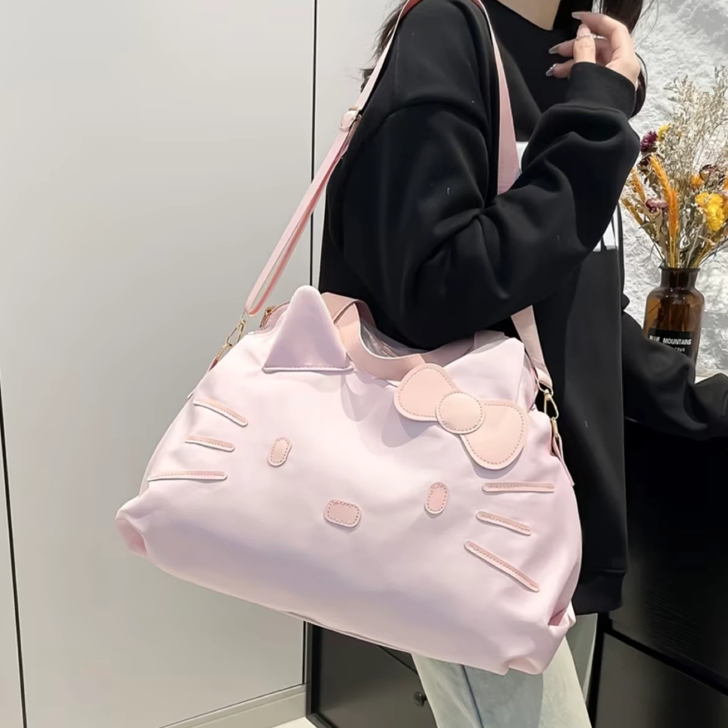 HELLO KITTY Baby Pink Nylon Travel Tote Bag Extra Large - photo 3