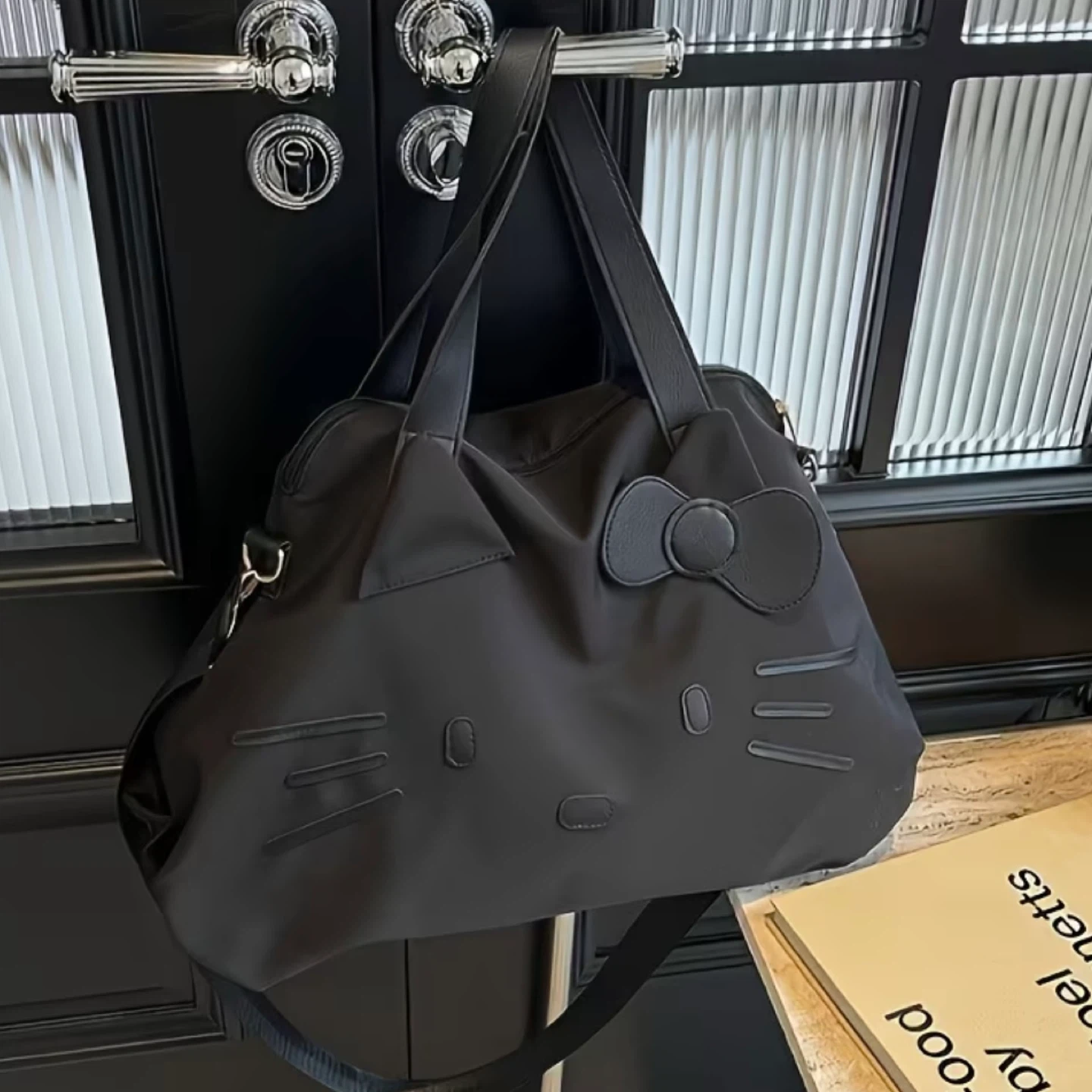 HELLO KITTY Black Nylon Travel Shoulder Tote Bag Extra Large - photo 4