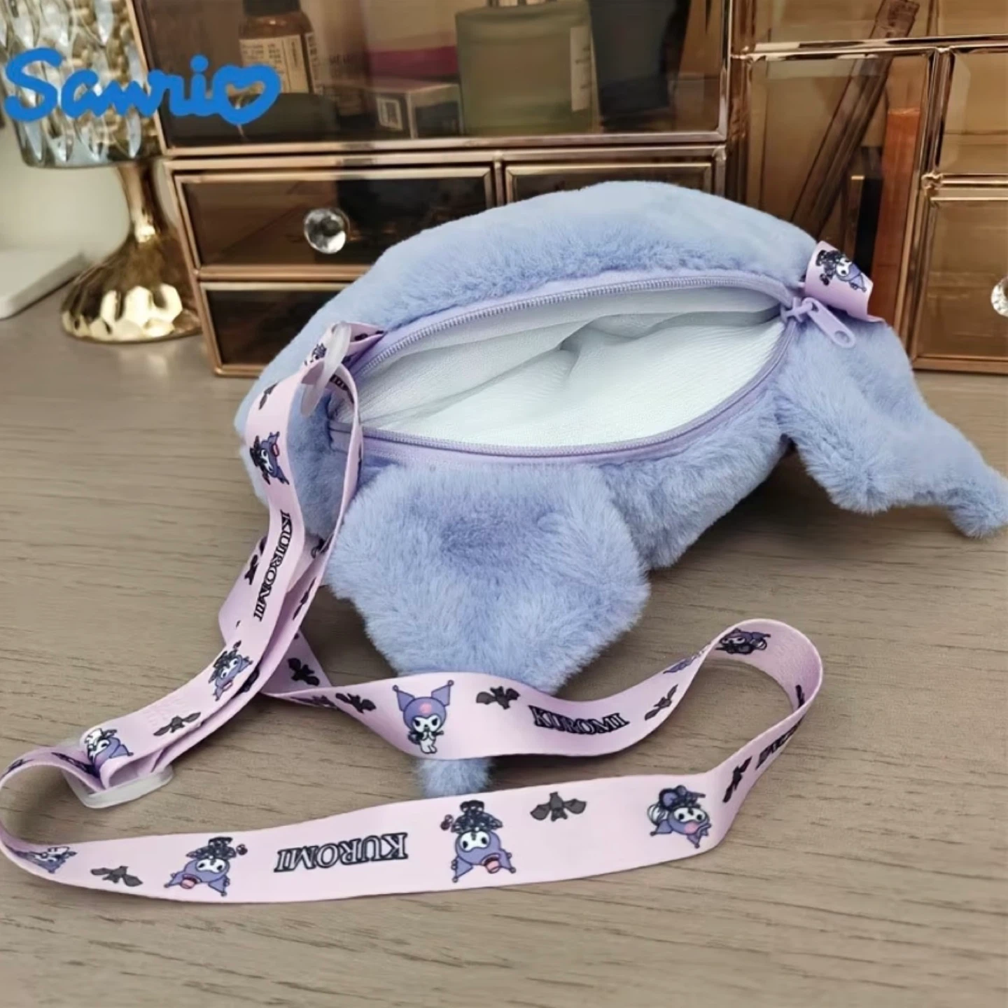 KUROMI Light Purple Plush Fluffy Shoulder Bag - photo 2