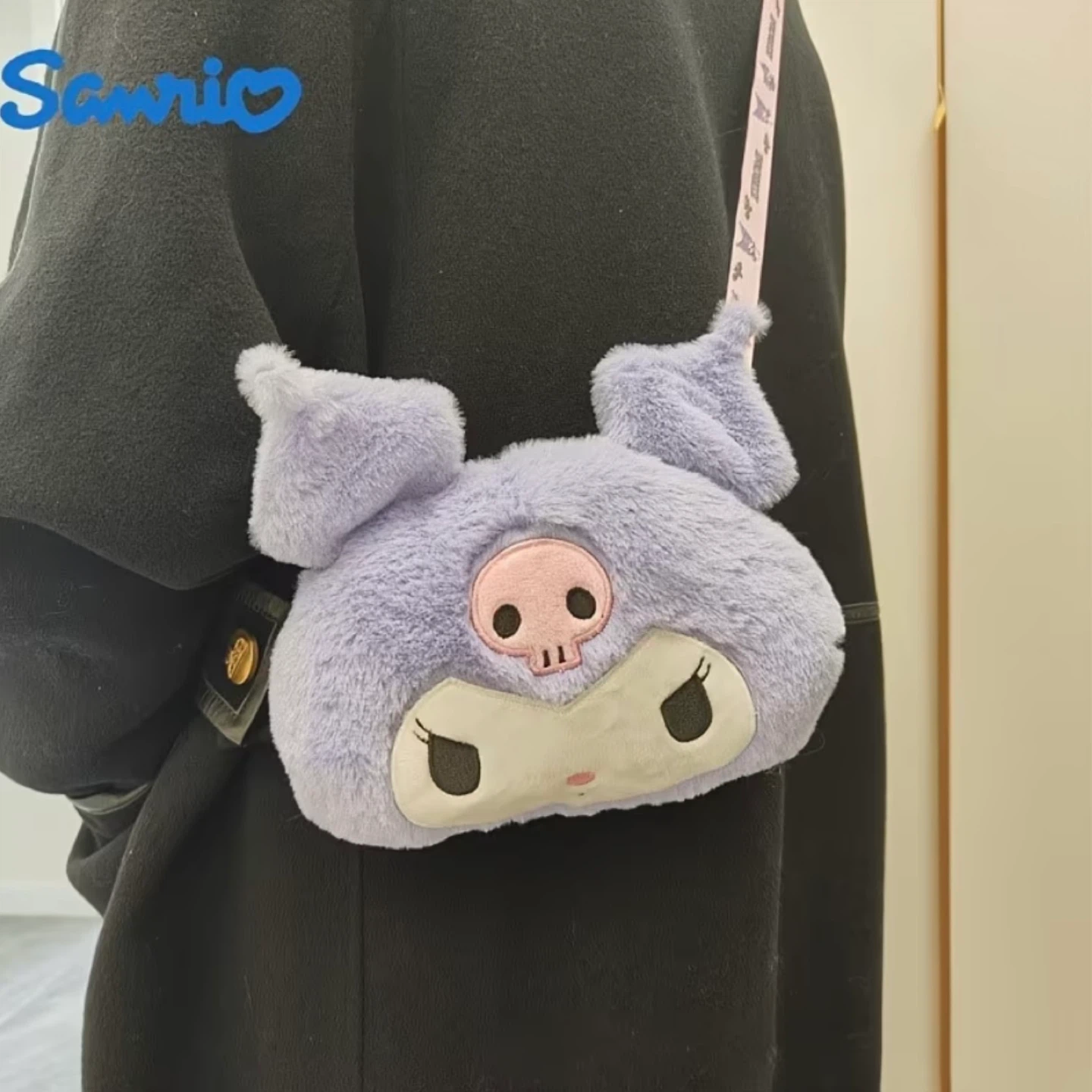 KUROMI Light Purple Plush Fluffy Shoulder Bag - photo 3