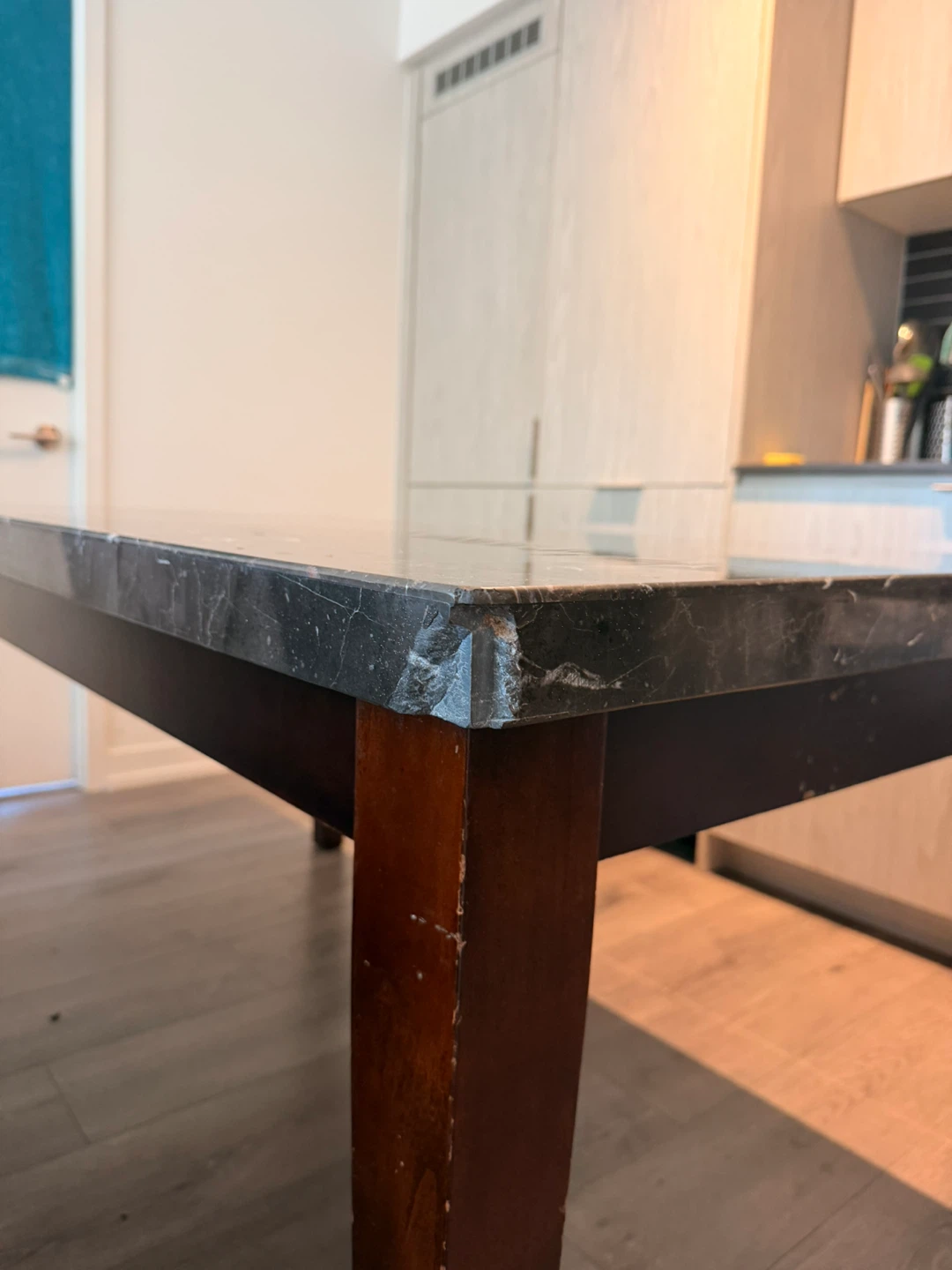 Modern Marble Dining Table Solid Wood Base Elegant Heavy Duty - photo 4
