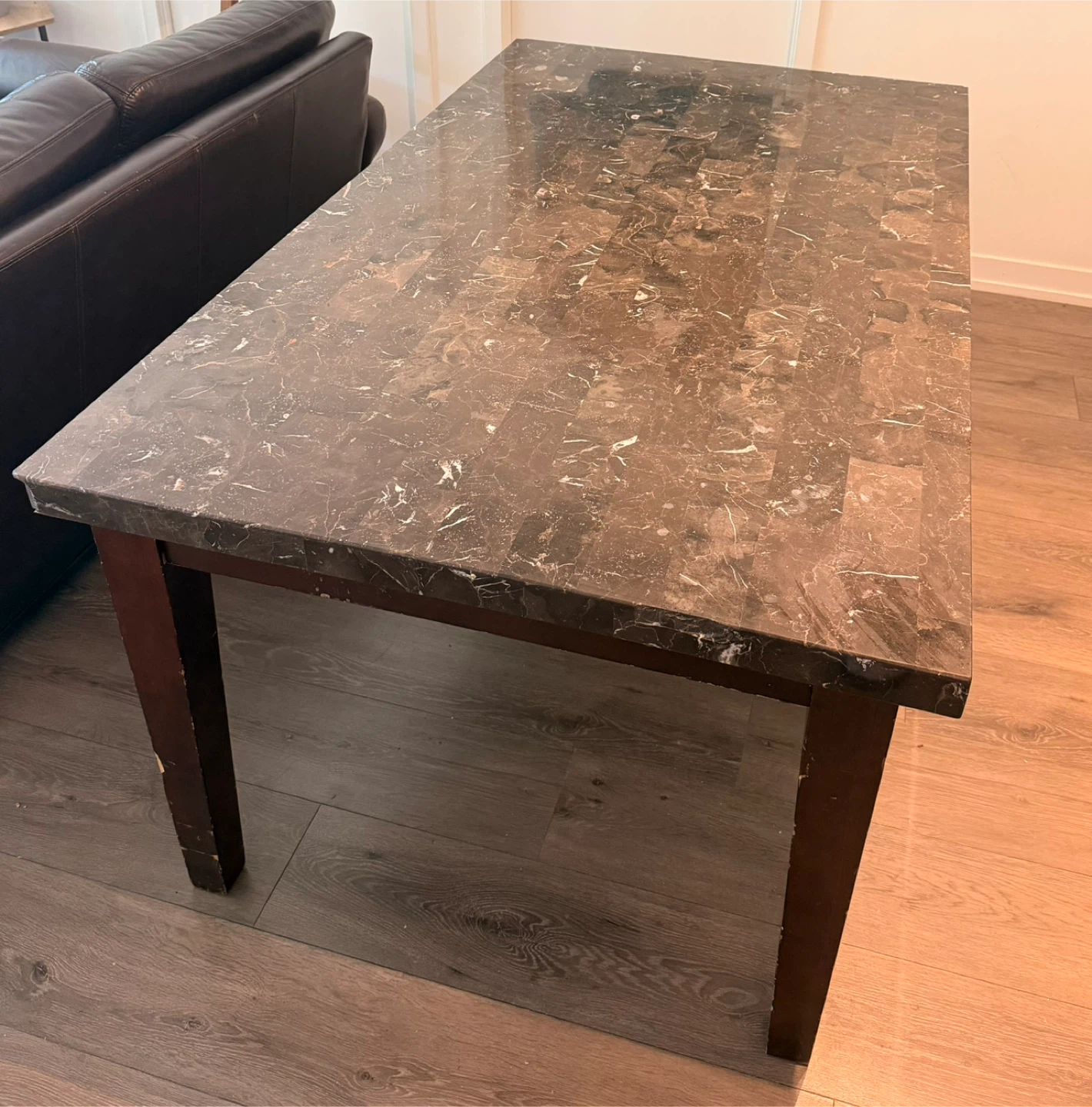 Modern Marble Dining Table Solid Wood Base Elegant Heavy Duty - photo 2